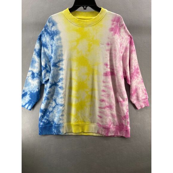 NWT Wrangler Sweatshirt Womens Small Tie Dye Oversize Blue Yellow Pink Cotton - Picture 2 of 12